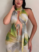 Nahla-Mesh Marble Dress