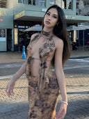 Nahla-Mesh Marble Dress