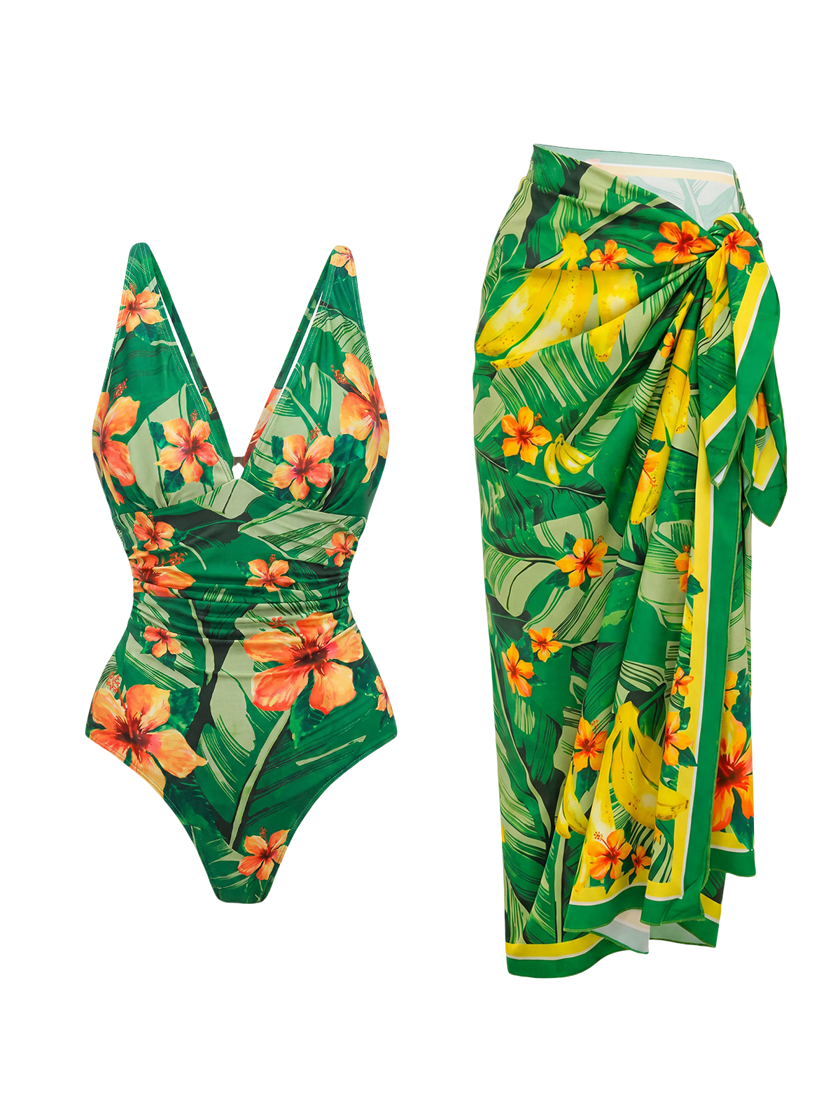 Mira-Floral Wrap Suit